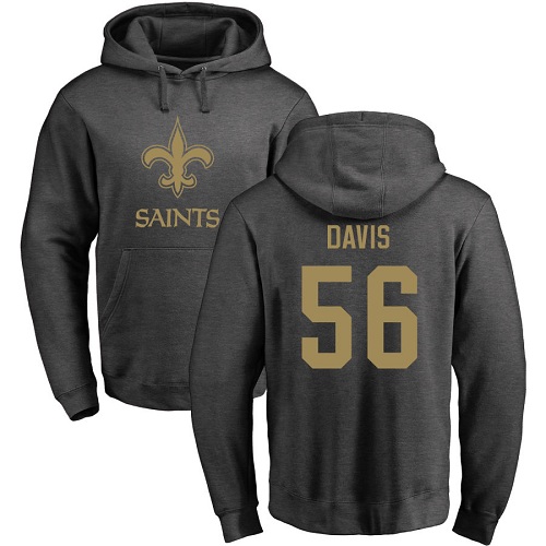 Men New Orleans Saints Ash DeMario Davis One Color NFL Football #56 Pullover Hoodie Sweatshirts